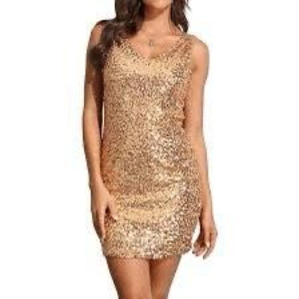 NWT Calvin Klein Gold Sequin mini Dress.  Size 12